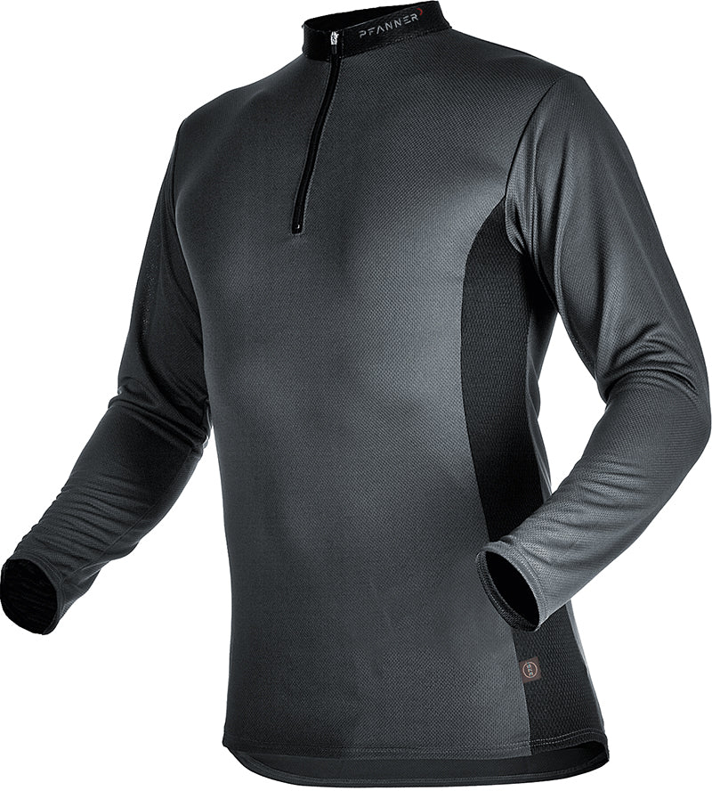 Zipp-Neck Shirt Langarm – Grau