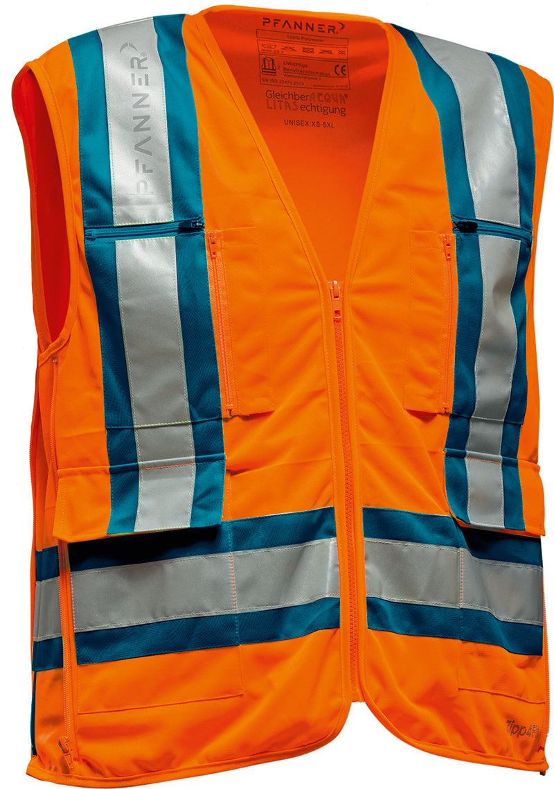 Zipp4Fit® Warnweste EN 20471 – Leuchtorange - blau