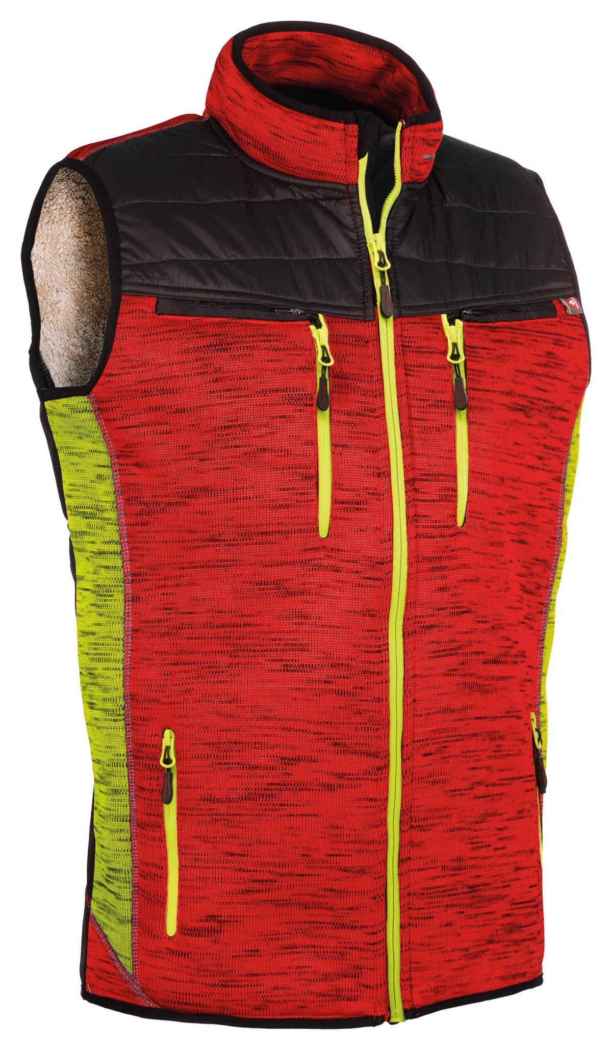 Protos Inuit Teddy Weste – Rot/Neongelb