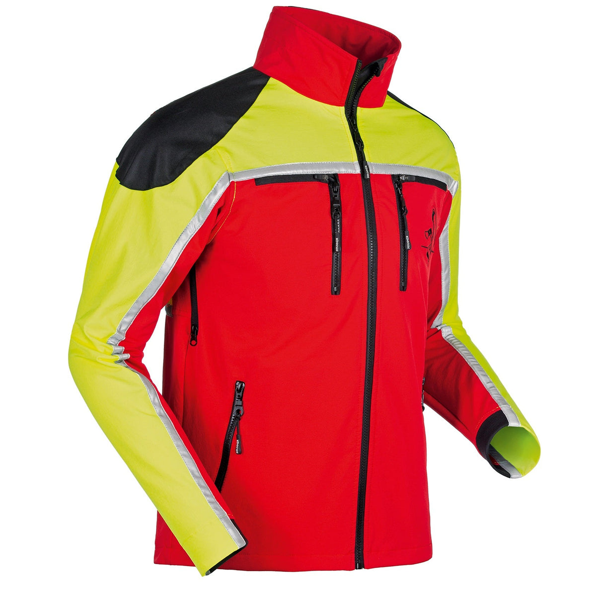 Pfanner Forest Light Jacke – leichte Forstjacke in Rot/Neongelb mit StretchAIR Technologie