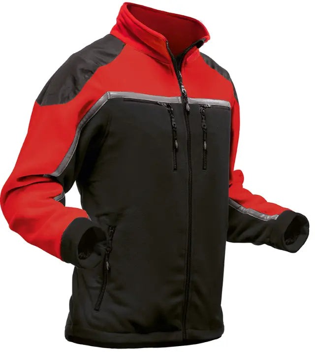 Pfanner Jobby Colour Fleecejacke schwarz-rot – winddicht mit Zipp2Zipp Brusttaschen und 3CON Reflex
