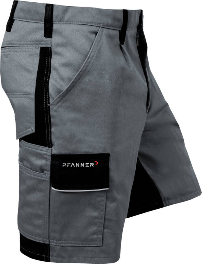 Pfanner StretchZone Canvas Shorts flaschengrün-schwarz – Warn-Kurzhose EN 20471 mit Cordura-Knieverstärkung