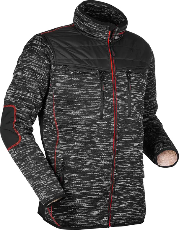 Protos Inuit Teddy Strickjacke dark-melange – Thermofell mit PrimaLoft Wattierung und Zipp2Zipp Taschen